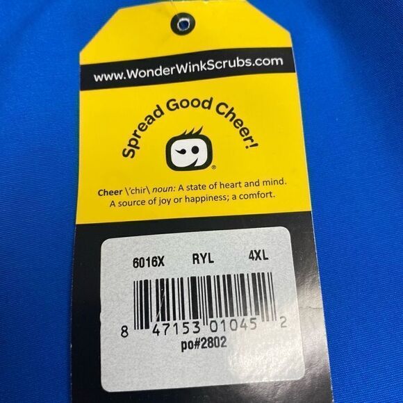 WONDER WINK Men’s Scrubs Top Blue Size 4X New With Tags - Picture 4 of 11